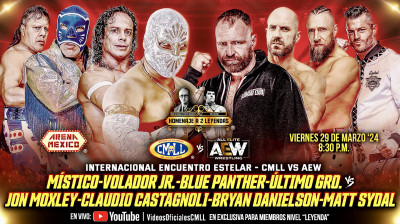 Blackpool Combat Club & Matt Sydal vs Blue Panther,Mistico, Ultimo Guerrero, Volador Jr